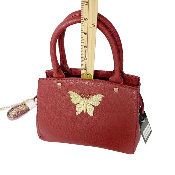 Crossi NY Handbag/Purse/Shoulder Bag With Butterfly Emblem  Ruby Red New W Tags - Picture 12 of 15